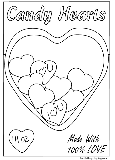 coloring pages of hearts with ribbons. Candy Box Color Page