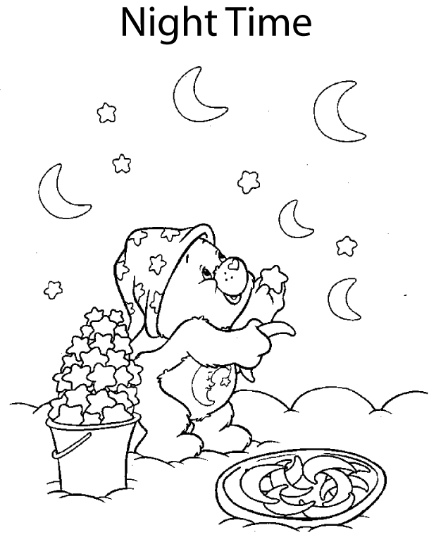Care Bear Moon and Stars Coloring Pages Click here to Print
