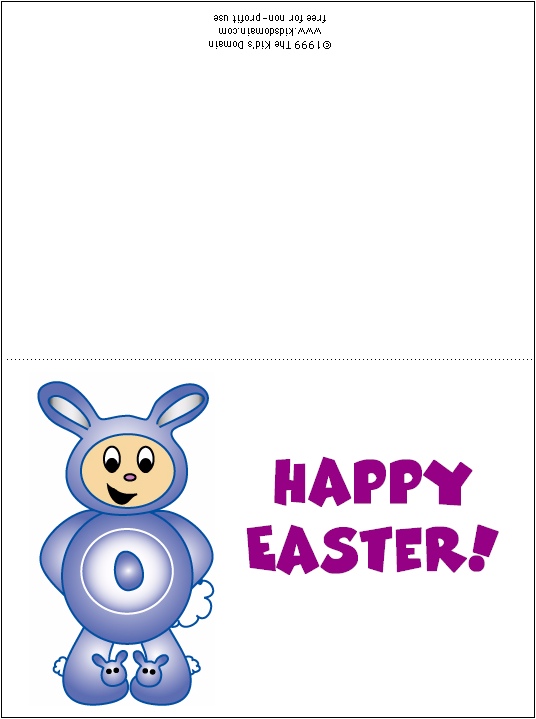 happy easter cards printables. Easter Bunny Blue Card -