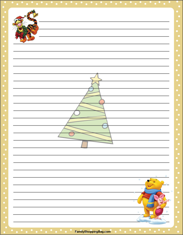 Papel de Carta de Natal - Winnie the Poo - Atividades Educativas