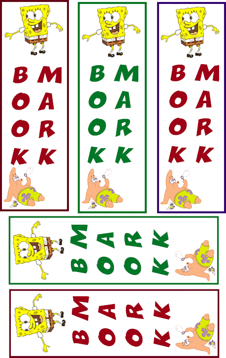 Tags: spongebob squarepants bookmarks